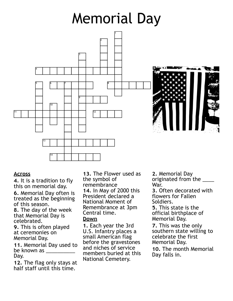 Memorial Day Crossword WordMint Memorial Day Crossword WordMint