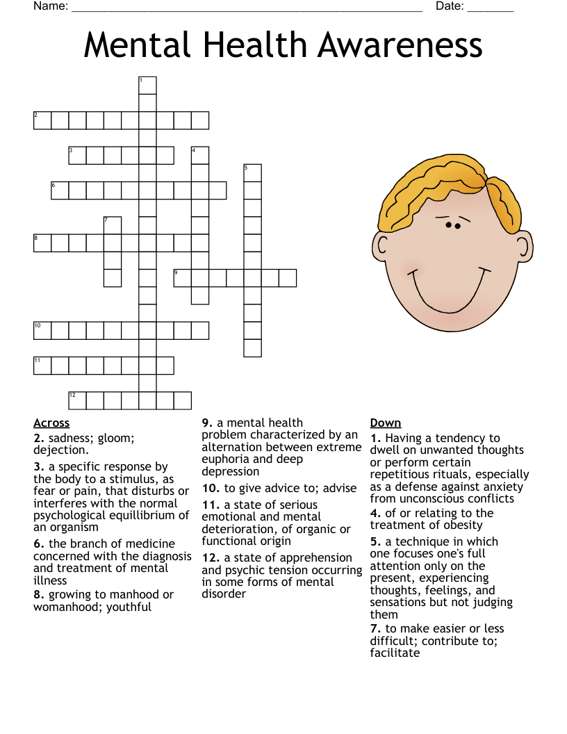 MENTAL HEALTH Crossword WordMint
