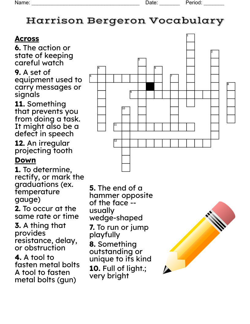 Middle School Vocabulary Crossword WordMint Worksheets Library
