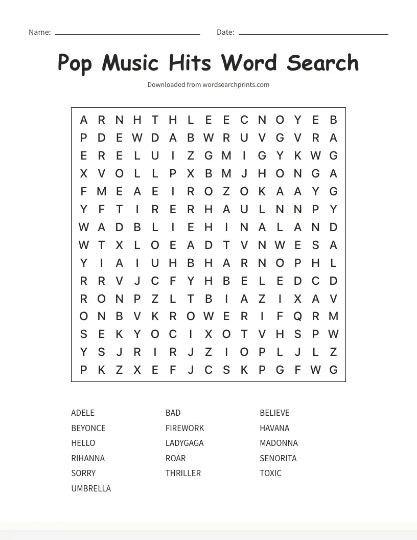 Middle School Word Search Puzzles Word Search