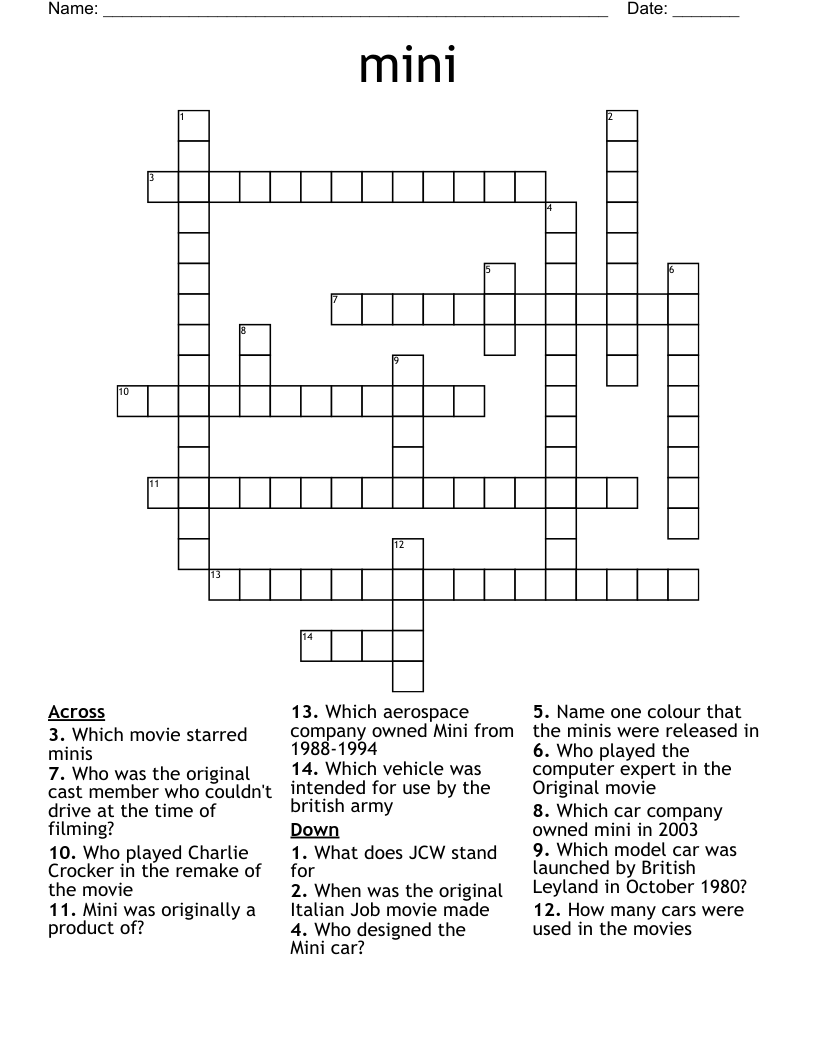 Mini Crossword WordMint