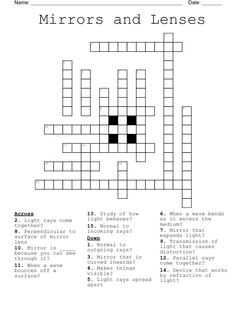 Mirrors And Lenses Crossword WordMint