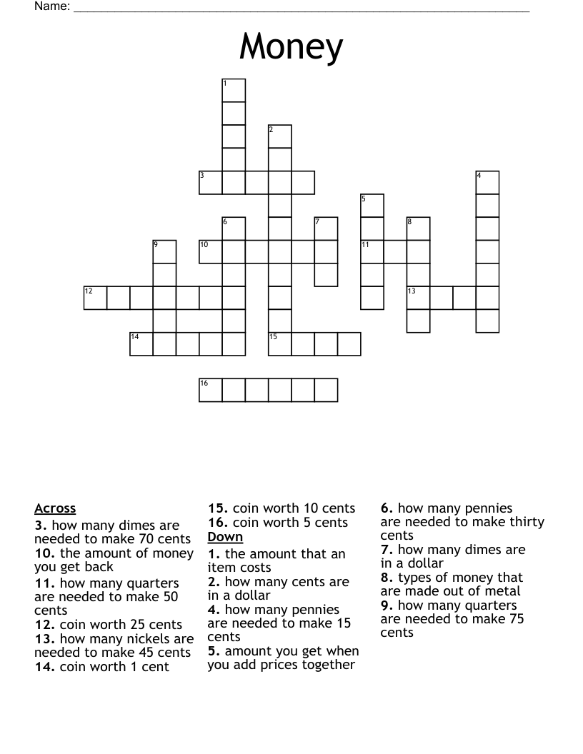 Money Crossword WordMint