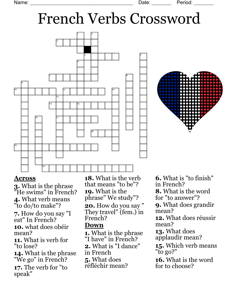 Months Of The Year In French Crossword WordMint