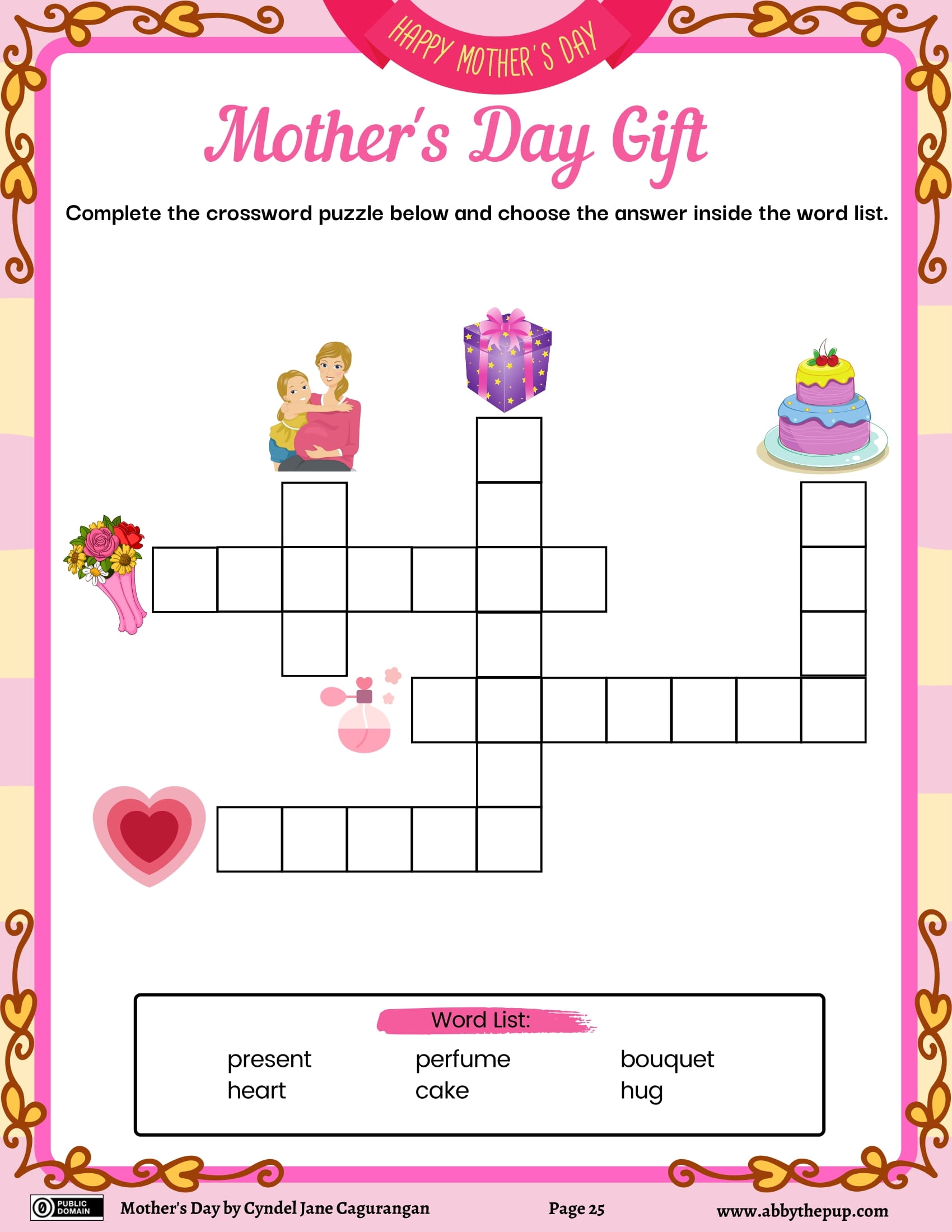 Mother s Day Gift Crossword Free Printable Worksheets