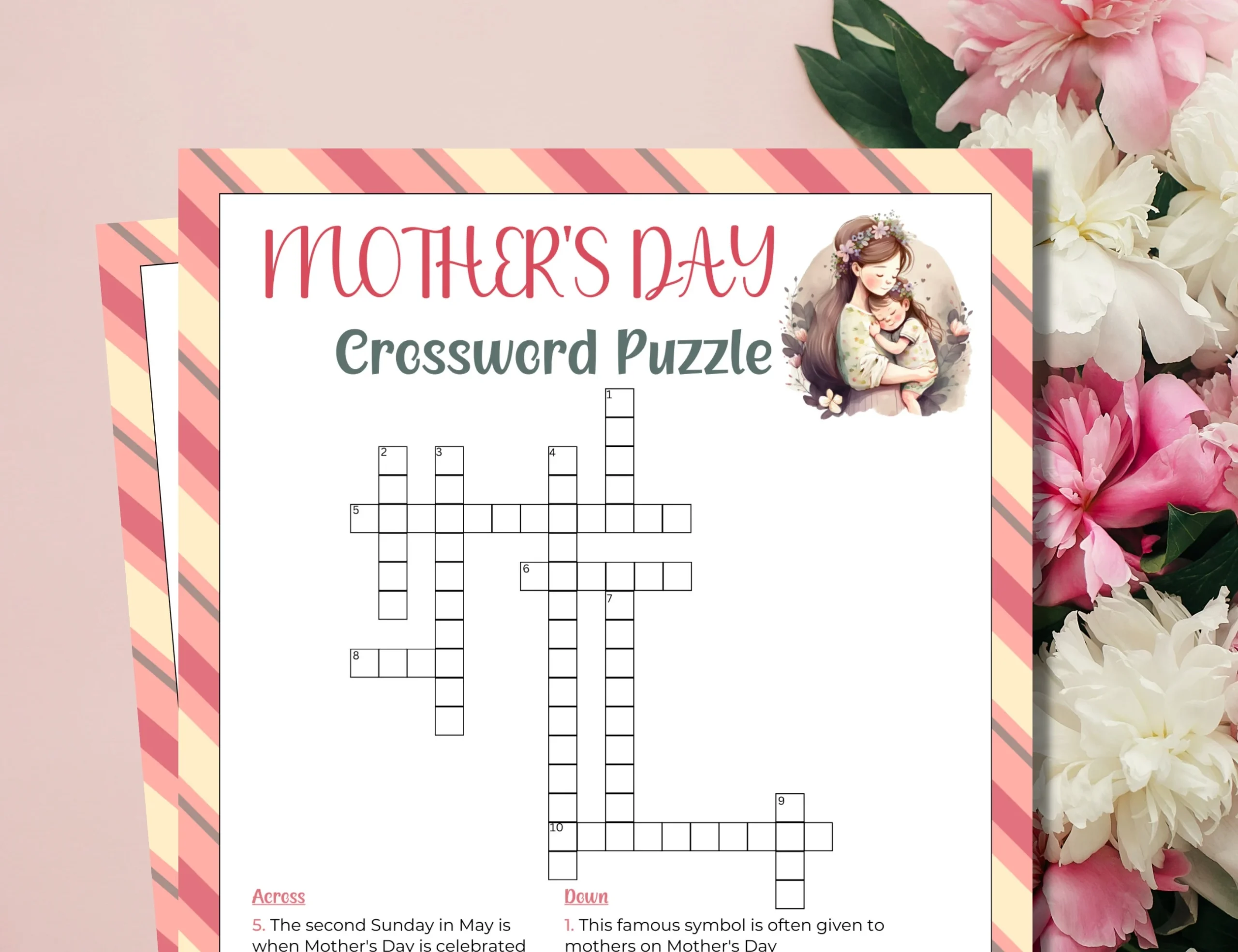 Mothers Day Crossword Puzzle Mothers Day Word Puzzle Mothers Day Games Mothers Day Party Family Games Printable Games Kids Games Etsy Israel
