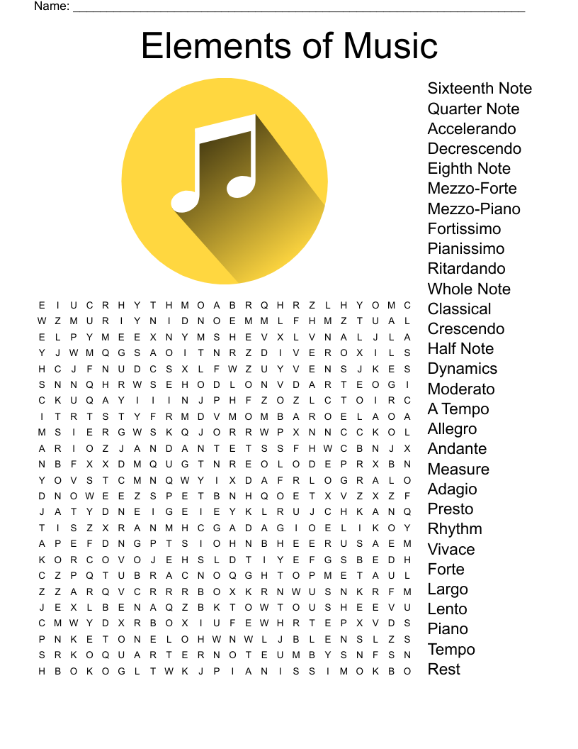 Music Fundamentals Crossword Puzzle WordMint