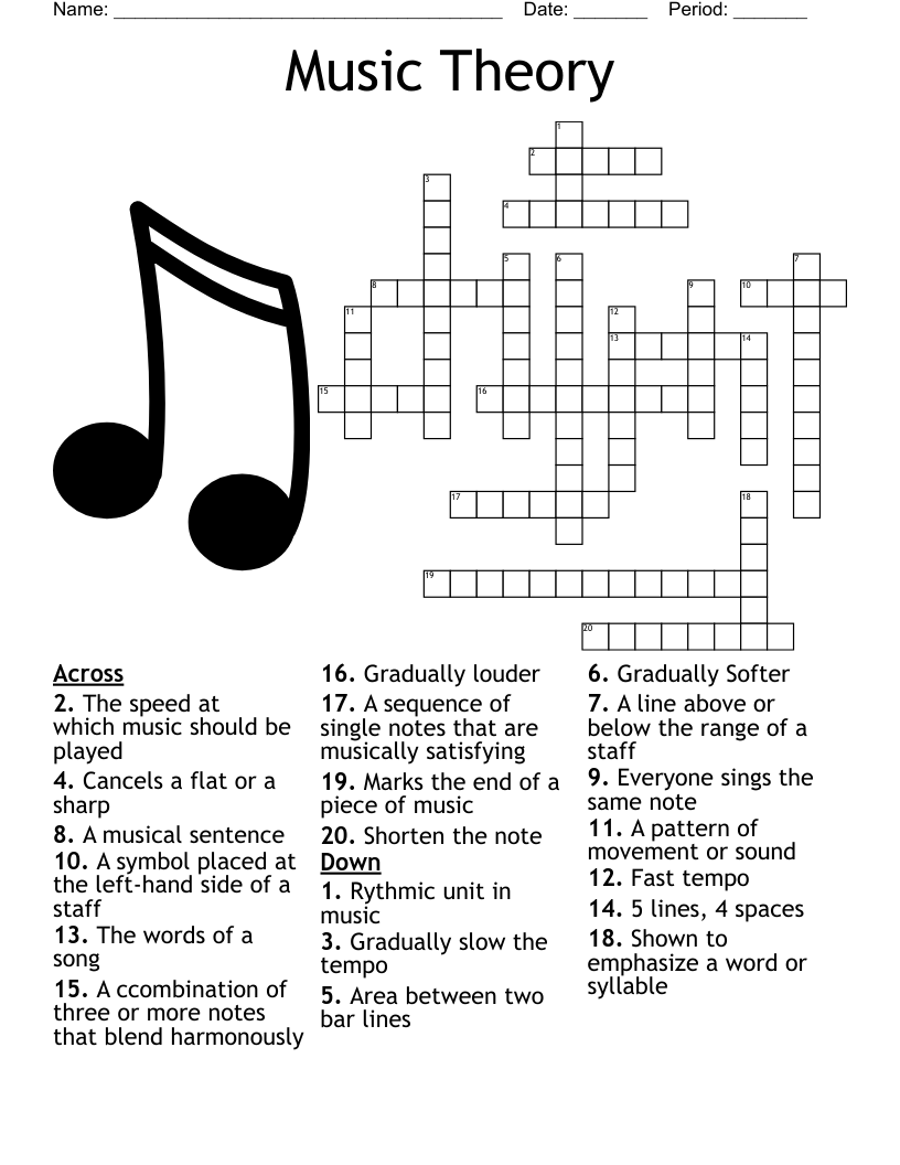 Music GCSE Crossword WordMint Music GCSE Crossword WordMint