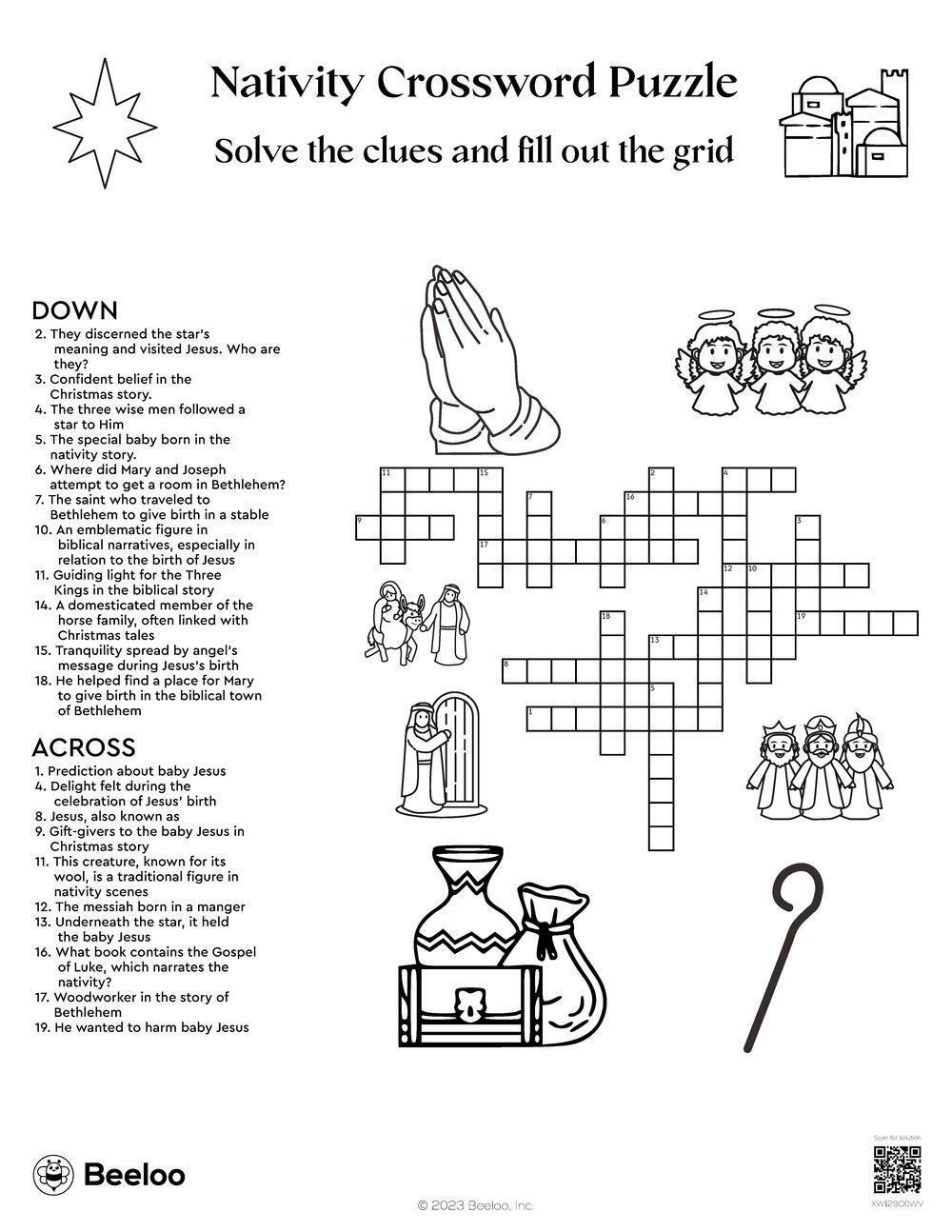 Nativity Crossword Puzzle Beeloo Printable Crafts And Activities For Kids