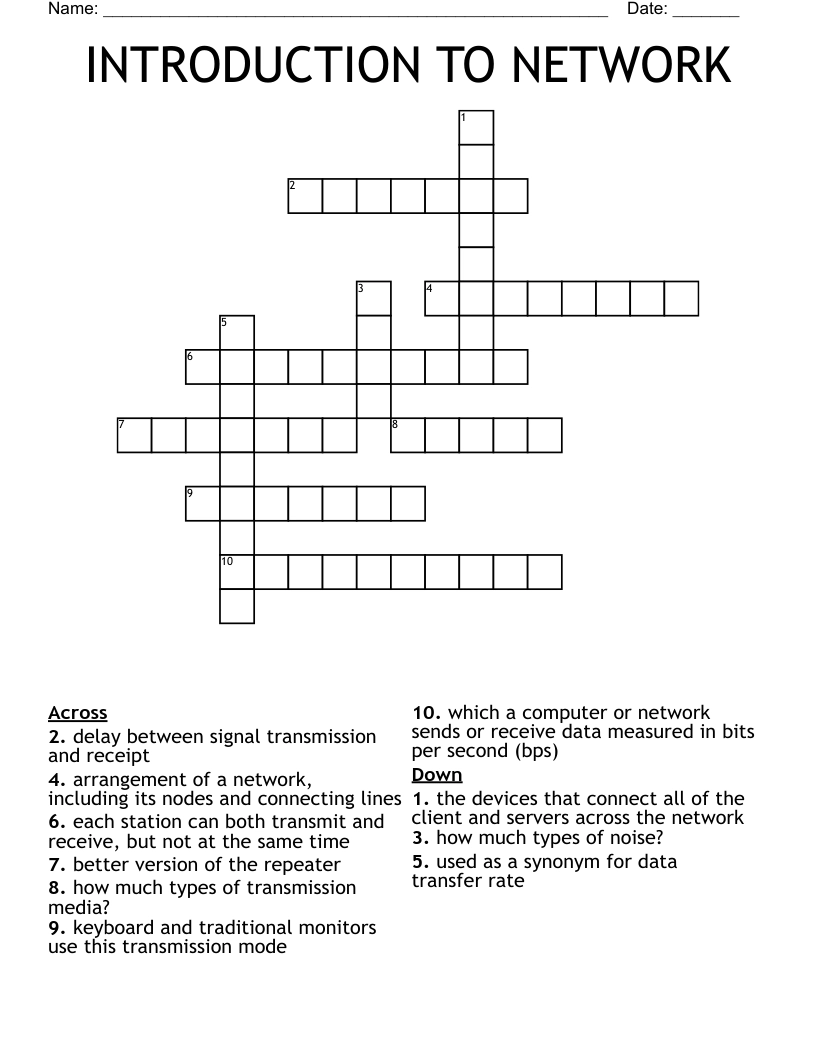 Networks Of Agents Crossword Clue Printable Study Planner