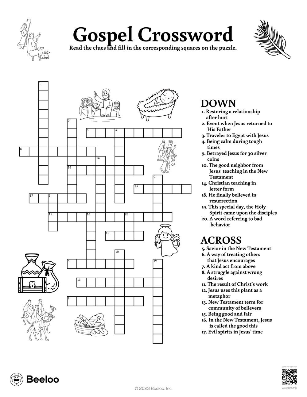 New Testament themed Crossword Puzzles Beeloo Printable Crafts And Activities For Kids