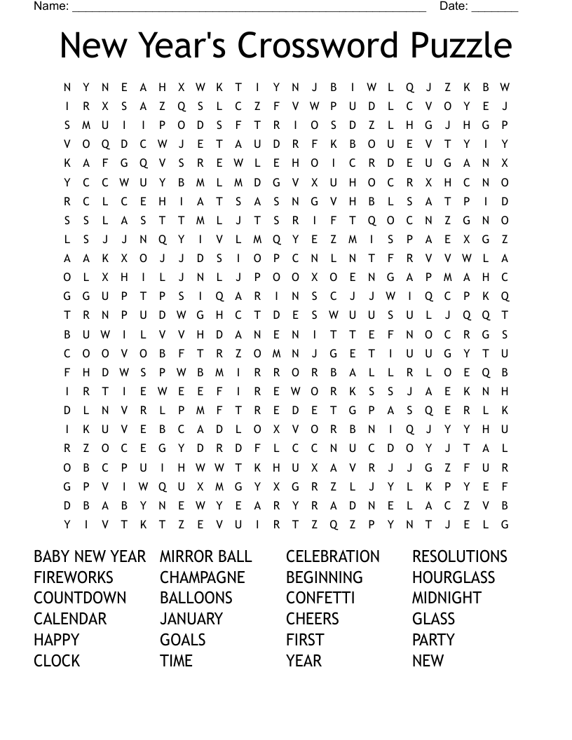 New Year s Eve Word Search WordMint