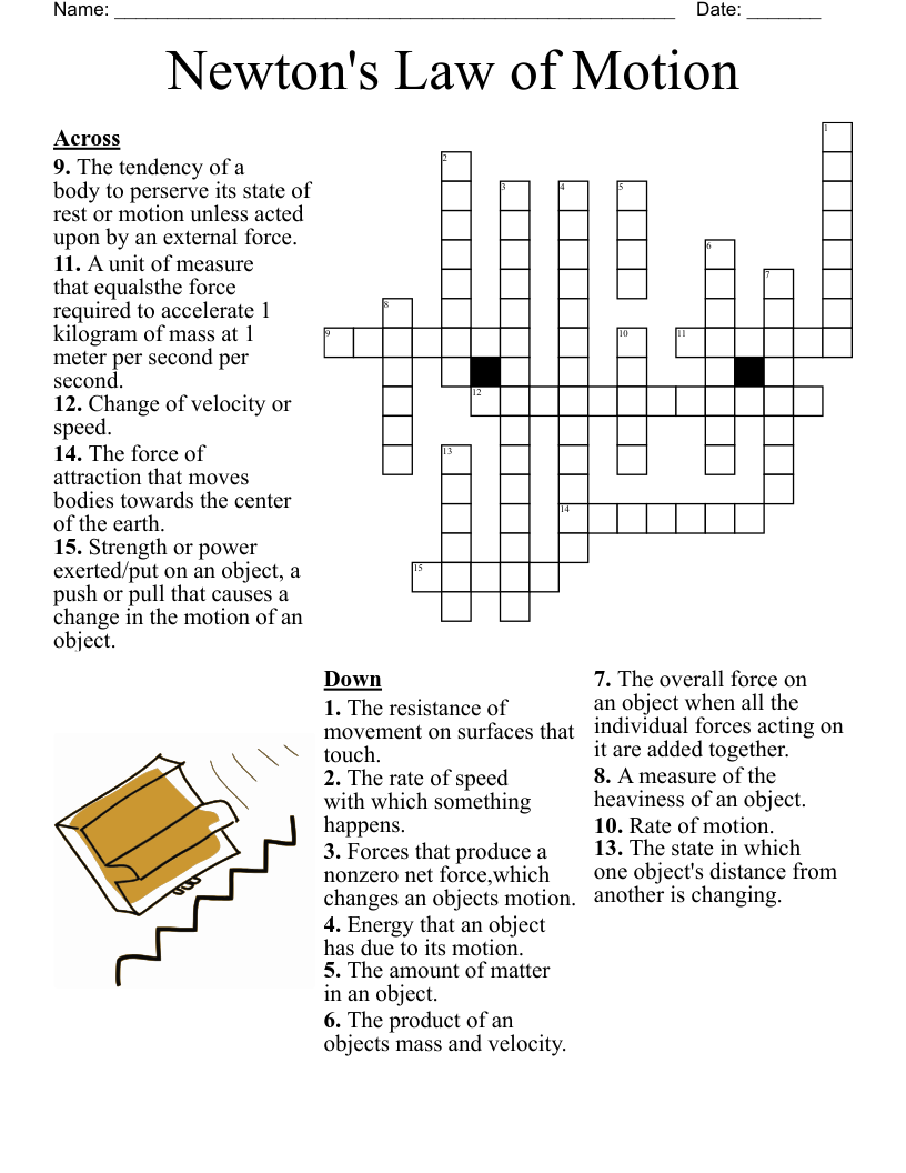 Newton s Law Of Motion Crossword WordMint