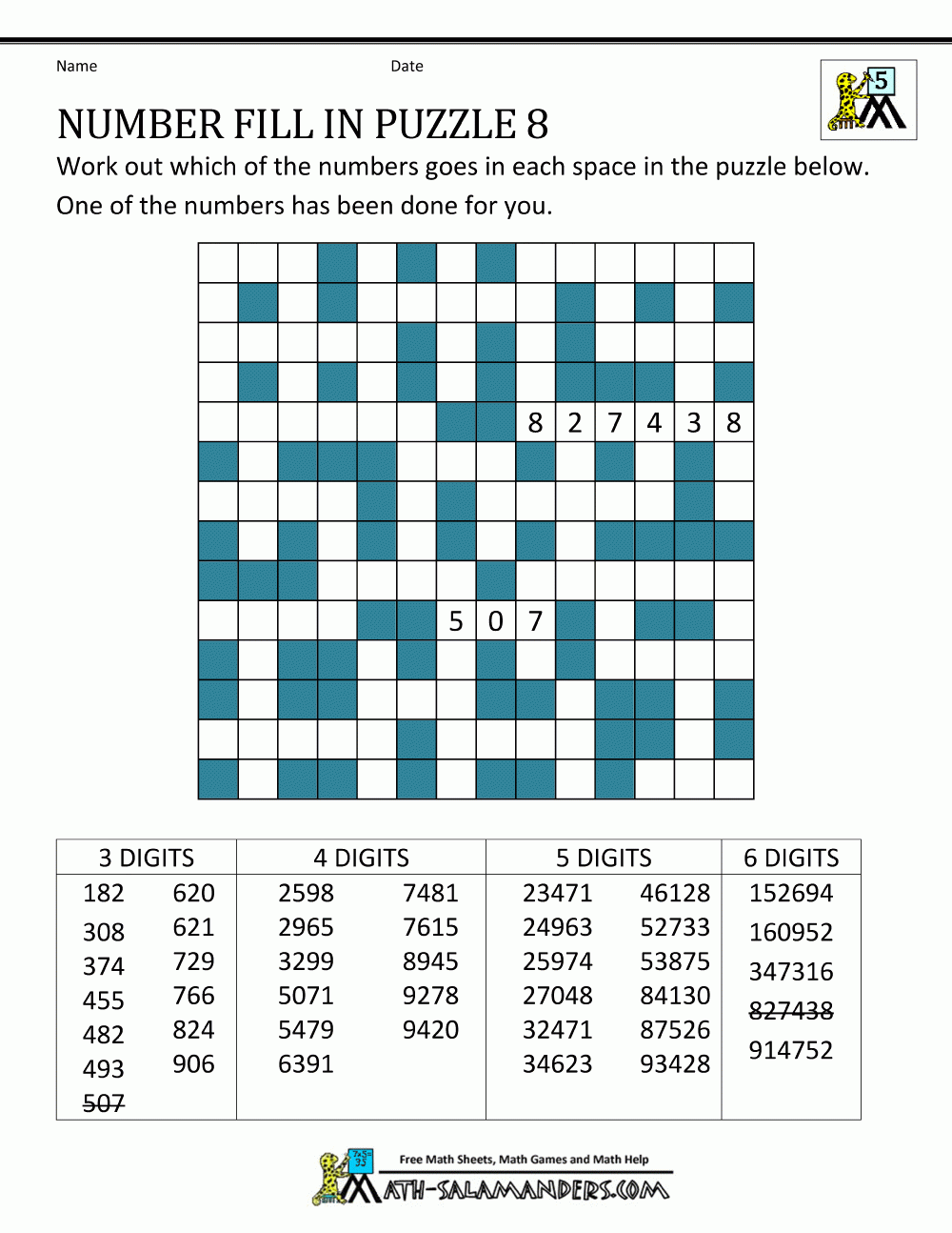 Number Fill In Puzzles Fill In Puzzles Printable Crossword Puzzles Printable Puzzles