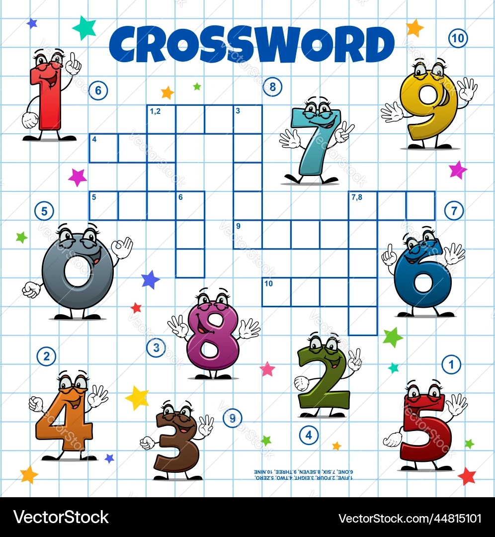 Numbers Digits Crossword Puzzle Royalty Free Vector VectorStock
