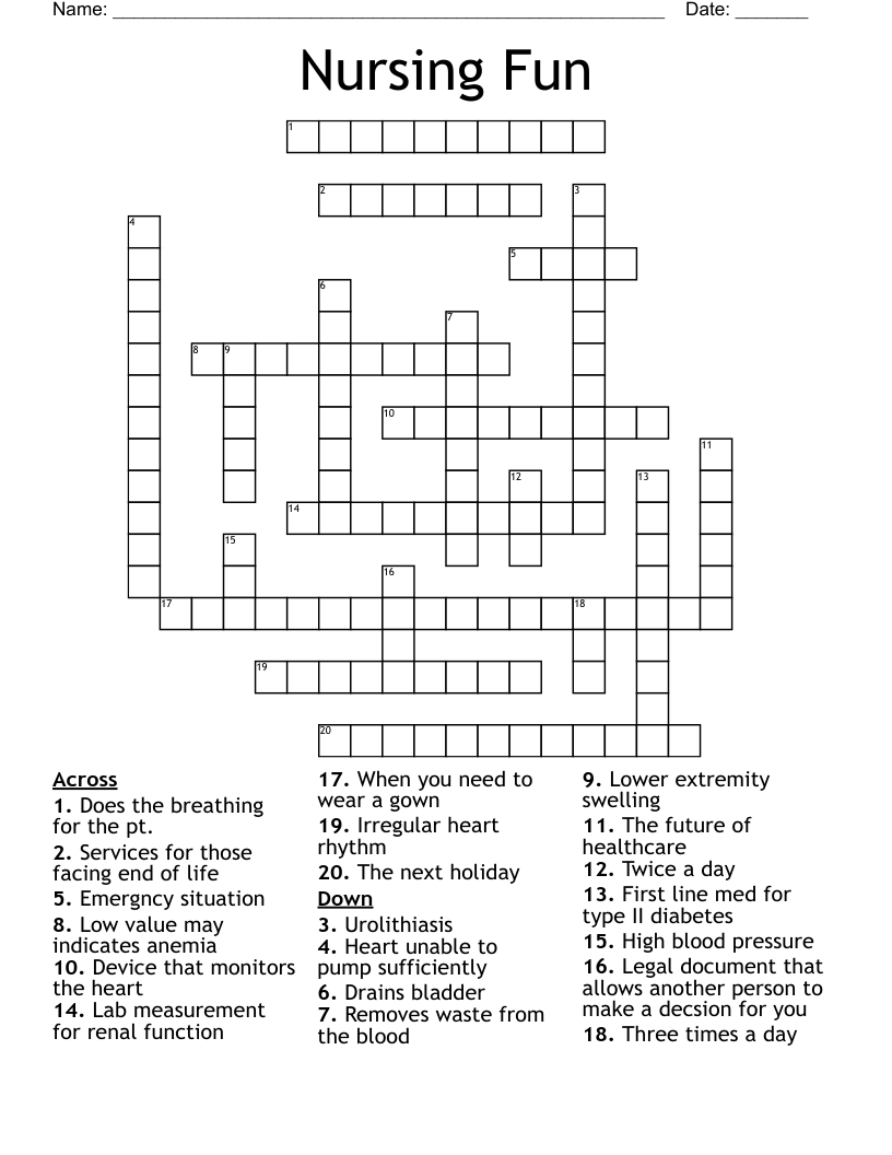 Nursing Fun Crossword WordMint