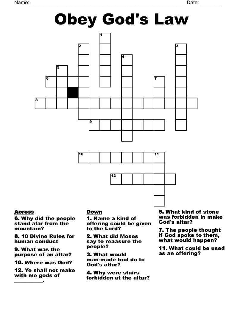 Obey God s Law Crossword WordMint