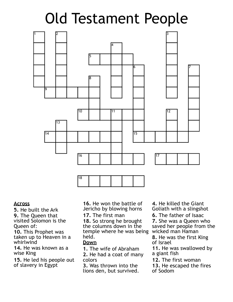 Old Testament People Crossword WordMint