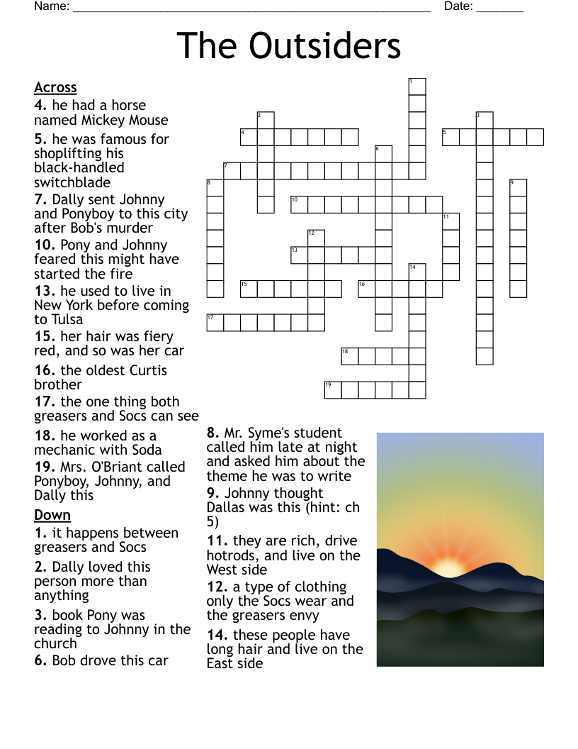 Outsiders Crossword WordMint