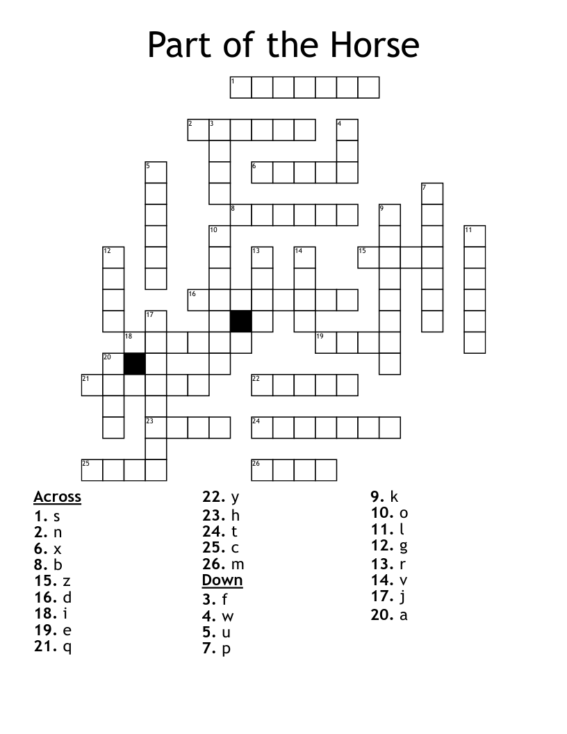 Part Of The Horse Crossword WordMint