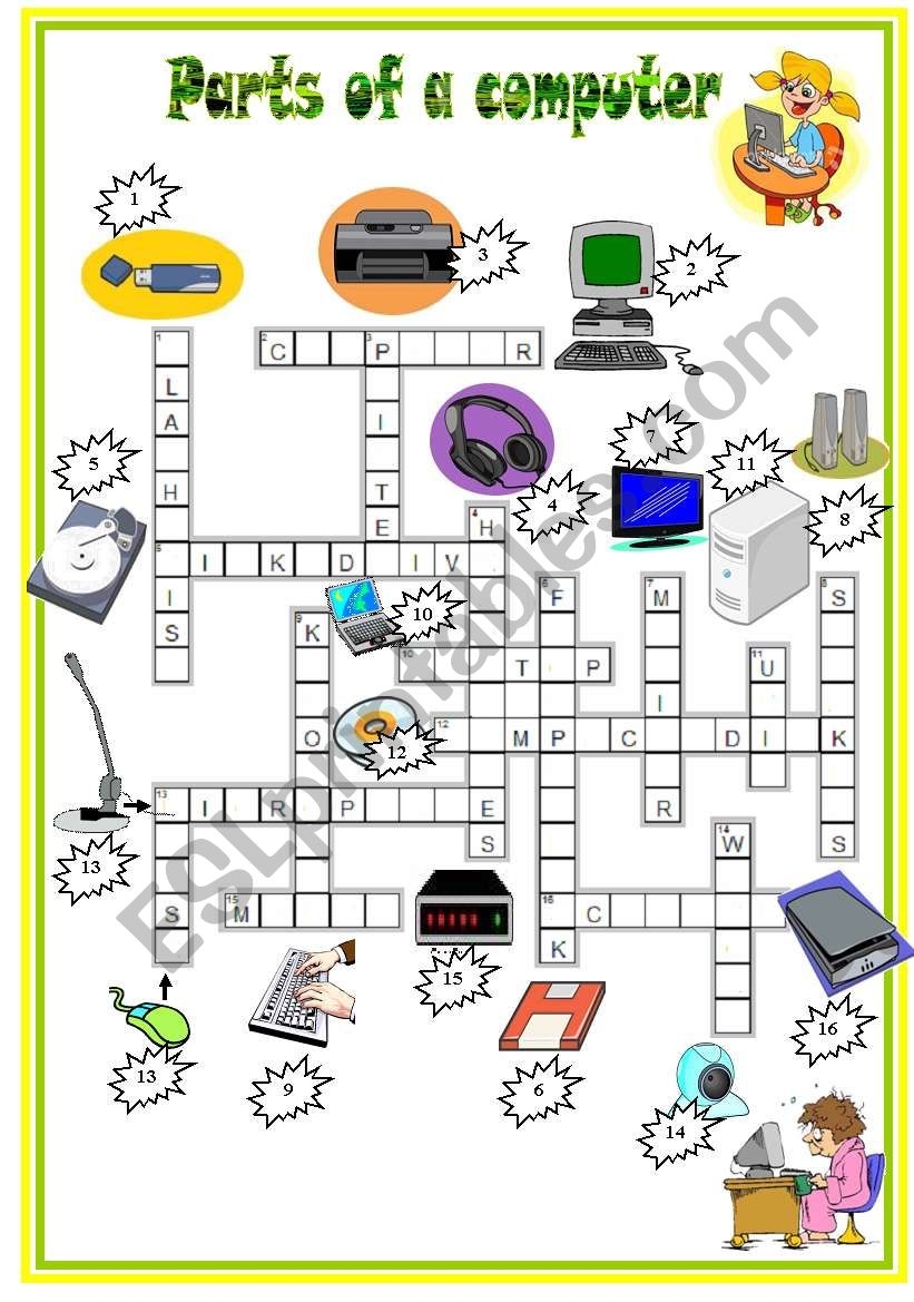 Parts Of A Computer Crossword ESL Worksheet By Sassouki Worksheets Library
