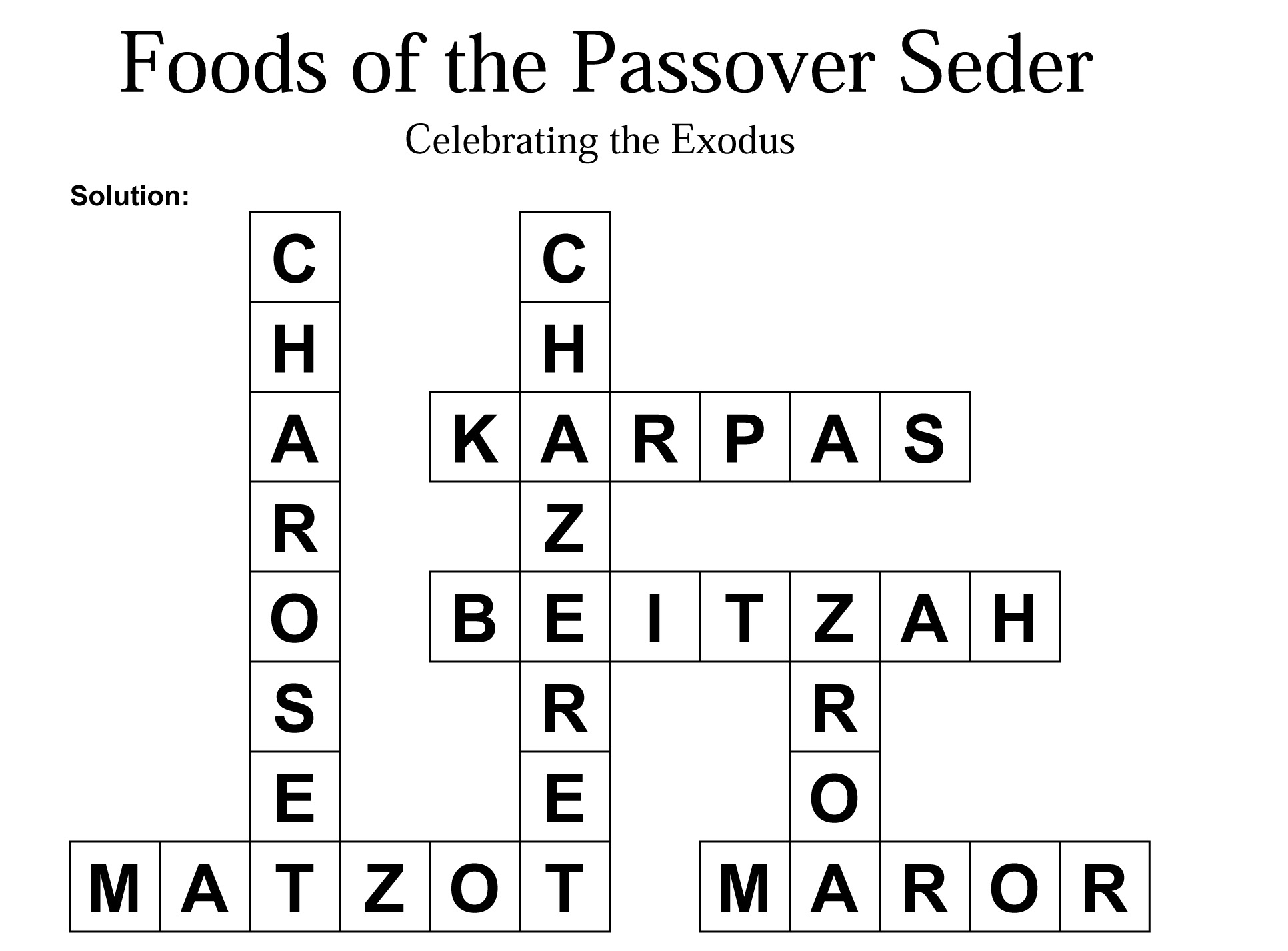 Passover And The Seder Crossword Puzzle