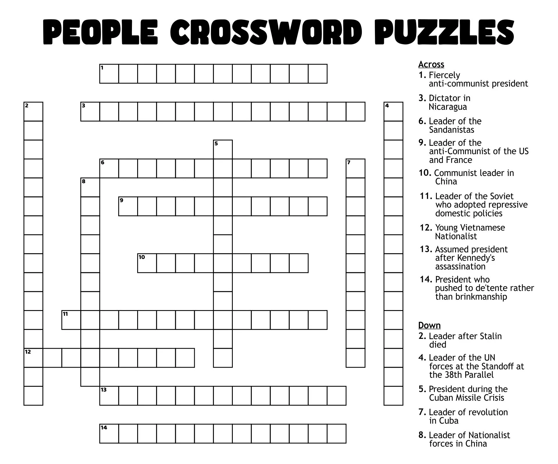 People Magazine Crossword Printable Printable Art Activities