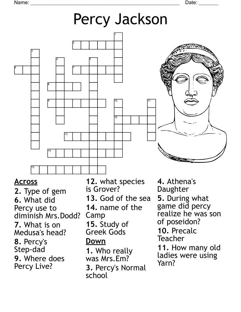 Percy Jackson Crossword WordMint Percy Jackson Crossword WordMint