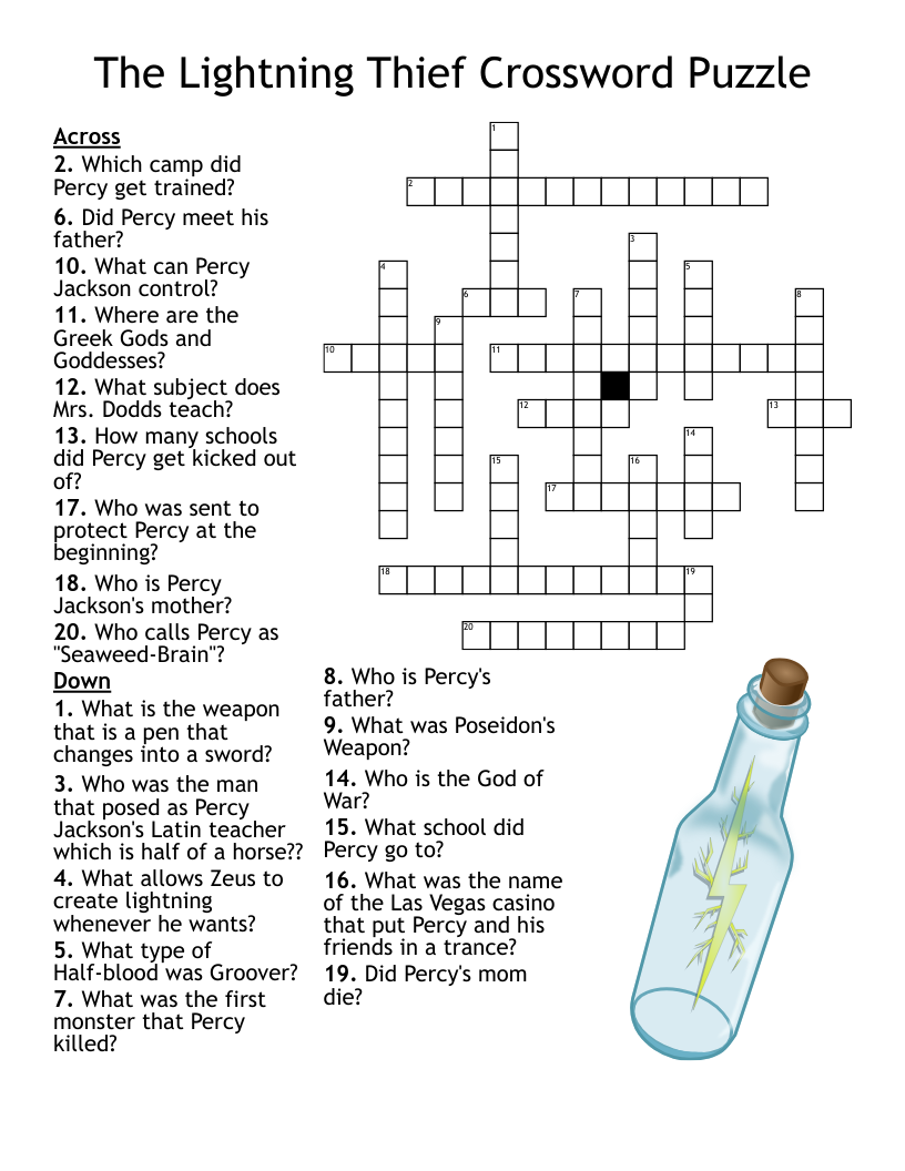 Percy Jackson Crossword WordMint