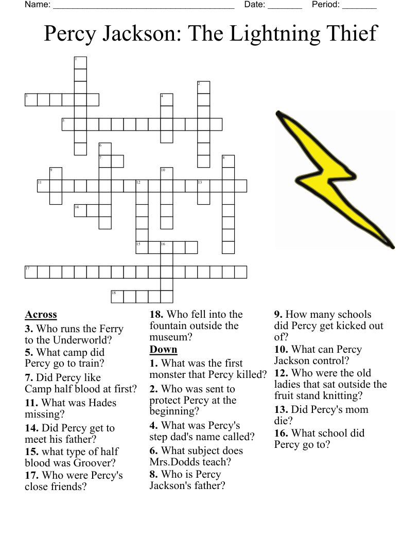 Percy Jackson The Lightning Thief Crossword WordMint Percy Jackson The Lightning Thief Crossword WordMint