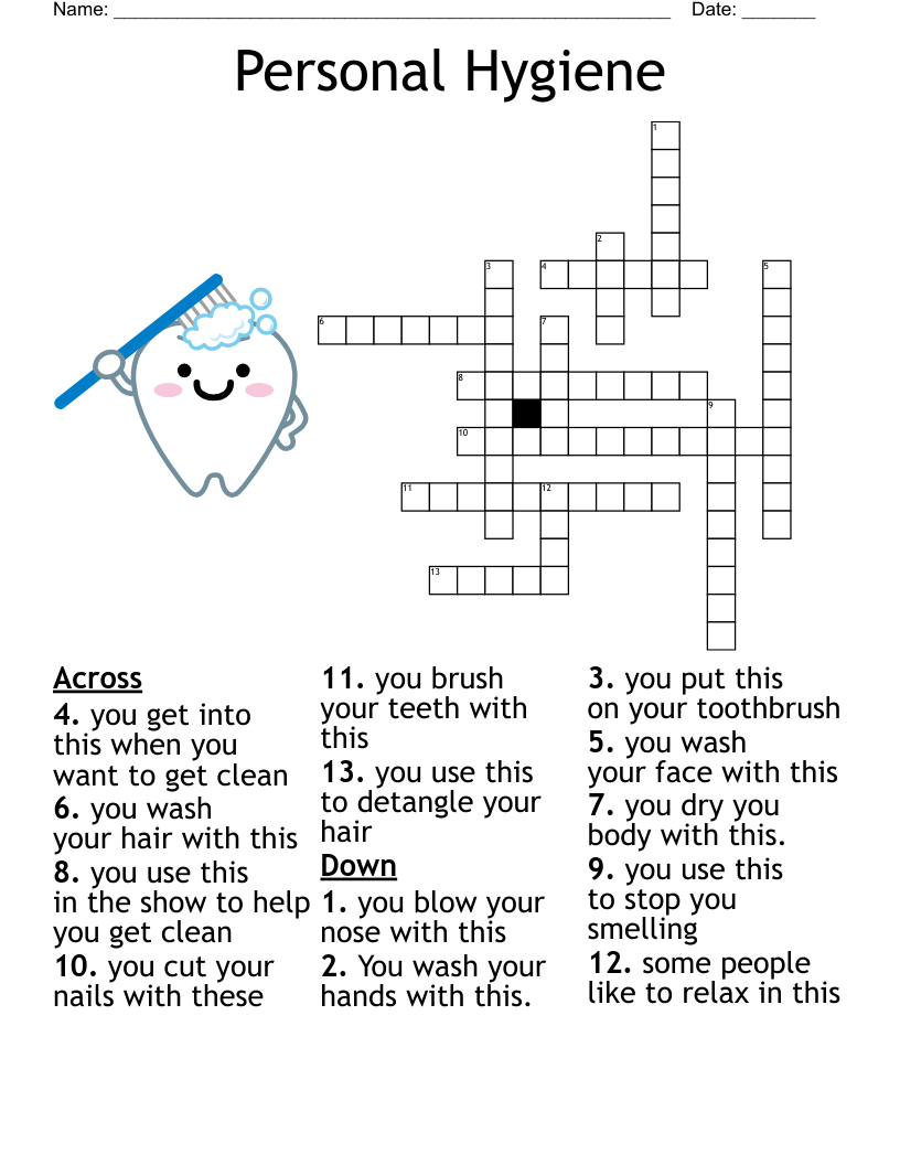 Personal Hygiene Crossword WordMint Personal Hygiene Crossword WordMint