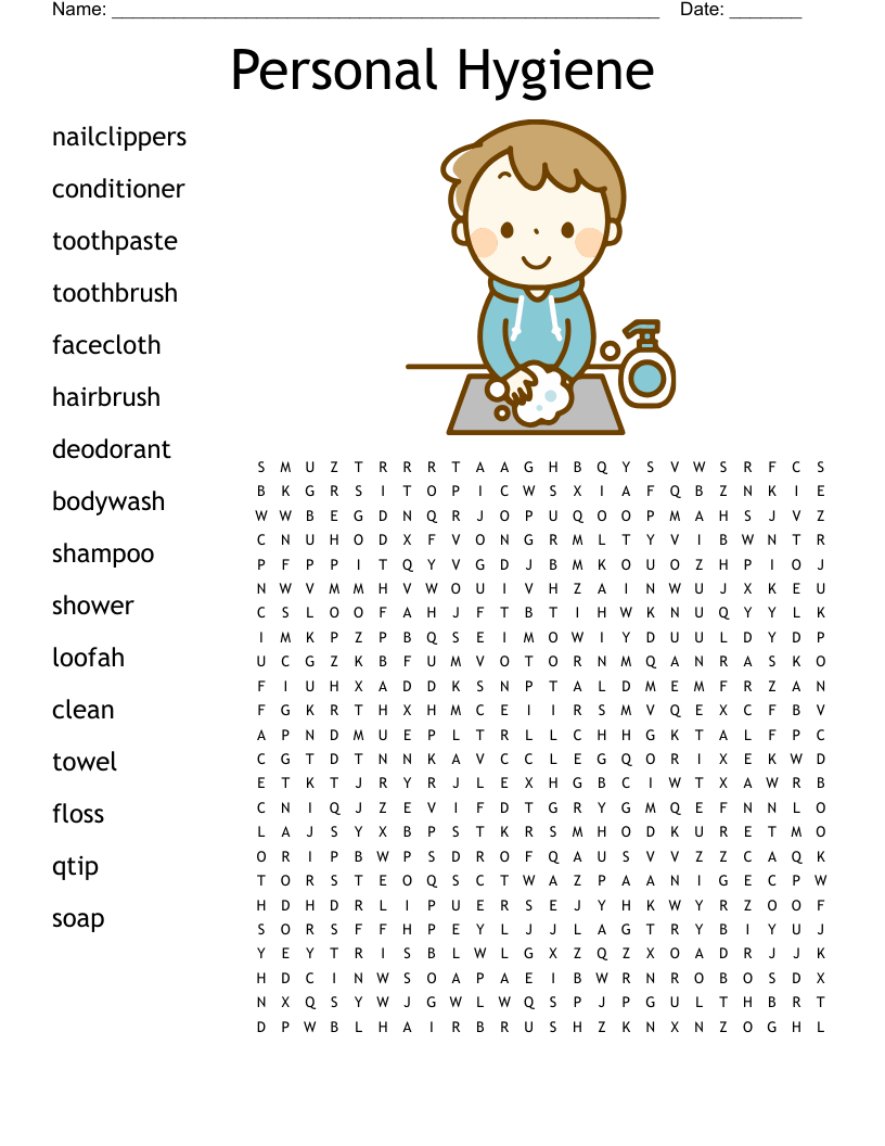 Personal Hygiene Word Search WordMint Personal Hygiene Word Search WordMint
