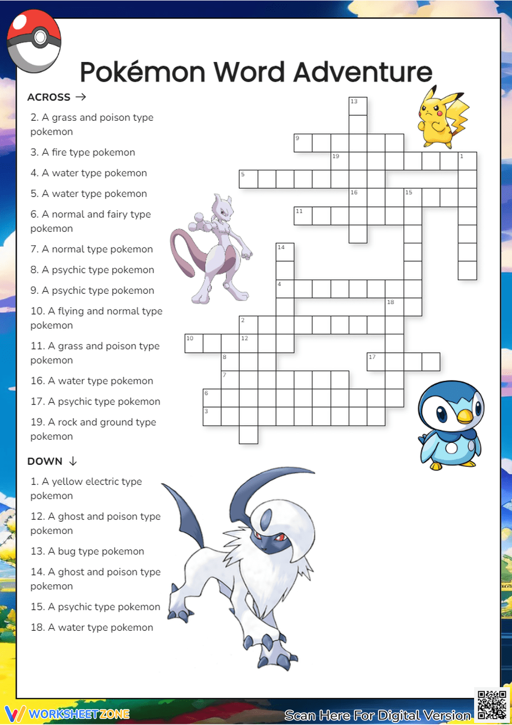 Pokemon Crossword Puzzle Worksheets Printable Pokemon Crossword Puzzle Worksheets Printable