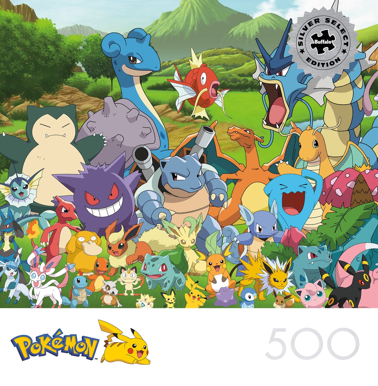 Pokemon Favorites Group 500 Piece Puzzle Silver Select Edition Giftable Package With Silver Foil Accents