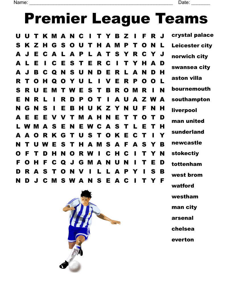 Premier League Crossword WordMint Premier League Crossword WordMint