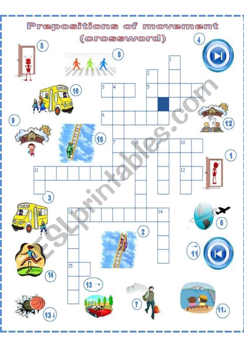 Prepositions Of Movement A Crossword ESL Worksheet By Akanah