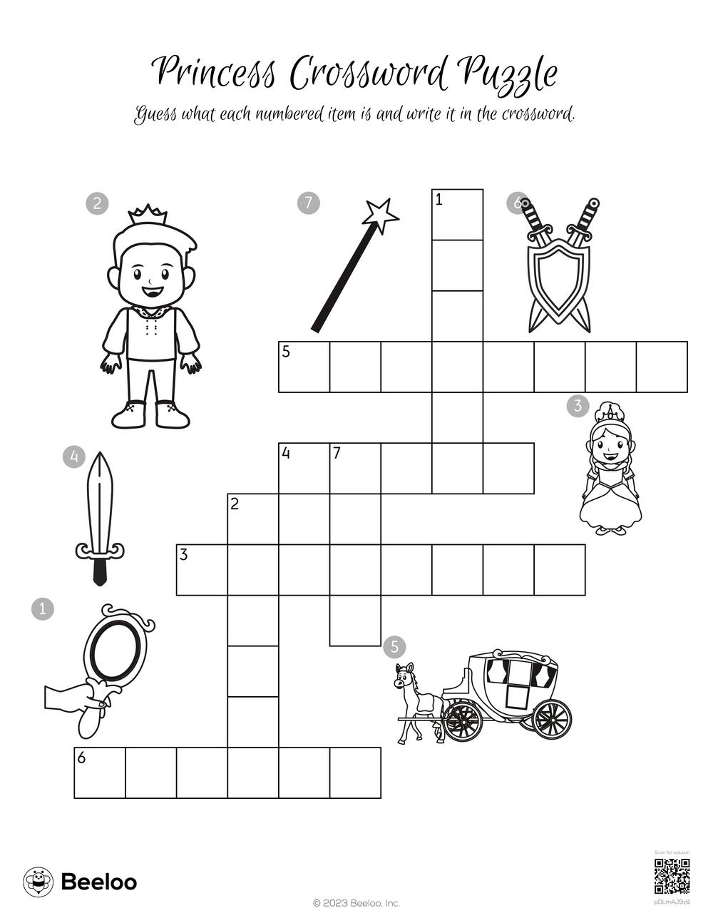 Princess Crossword Puzzle Beeloo Printable Crafts And Activities For Kids