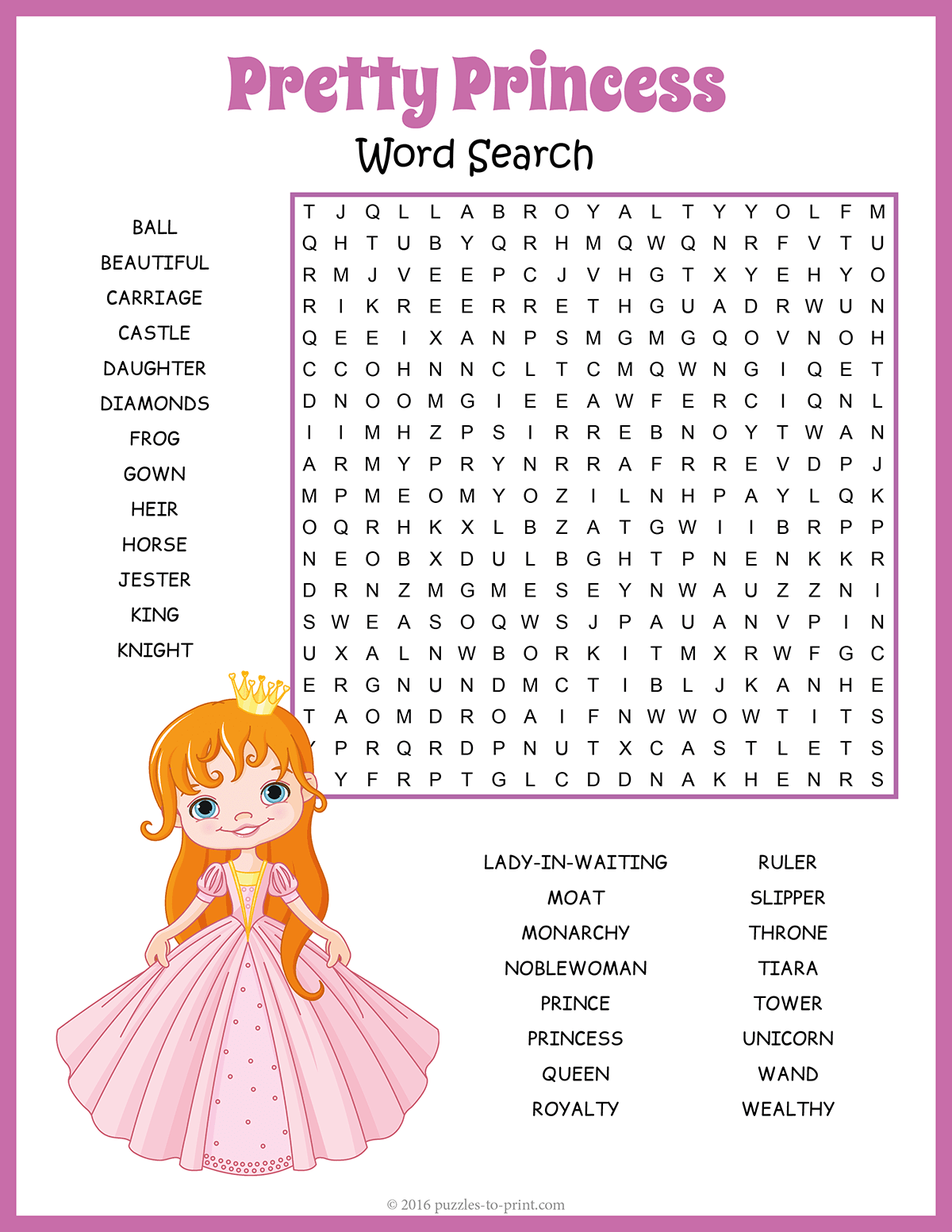 Princess Word Search