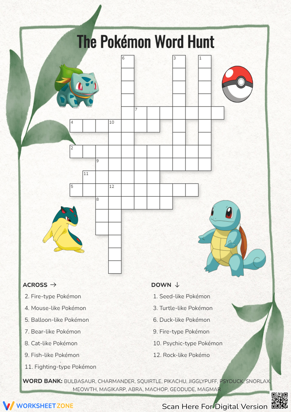 Printable 2nd Grade Pokemon Crossword Puzzle Worksheets Printable 2nd Grade Pokemon Crossword Puzzle Worksheets