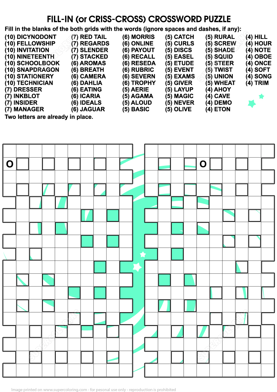 Printable Criss Cross Puzzle For Adults Free Printable Worksheets