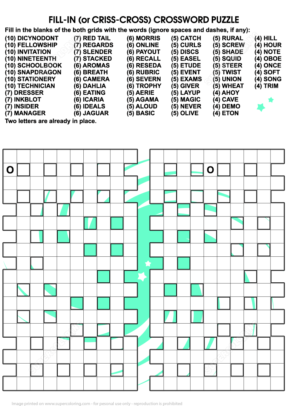 Printable Criss Cross Puzzle For Adults Free Printable Worksheets