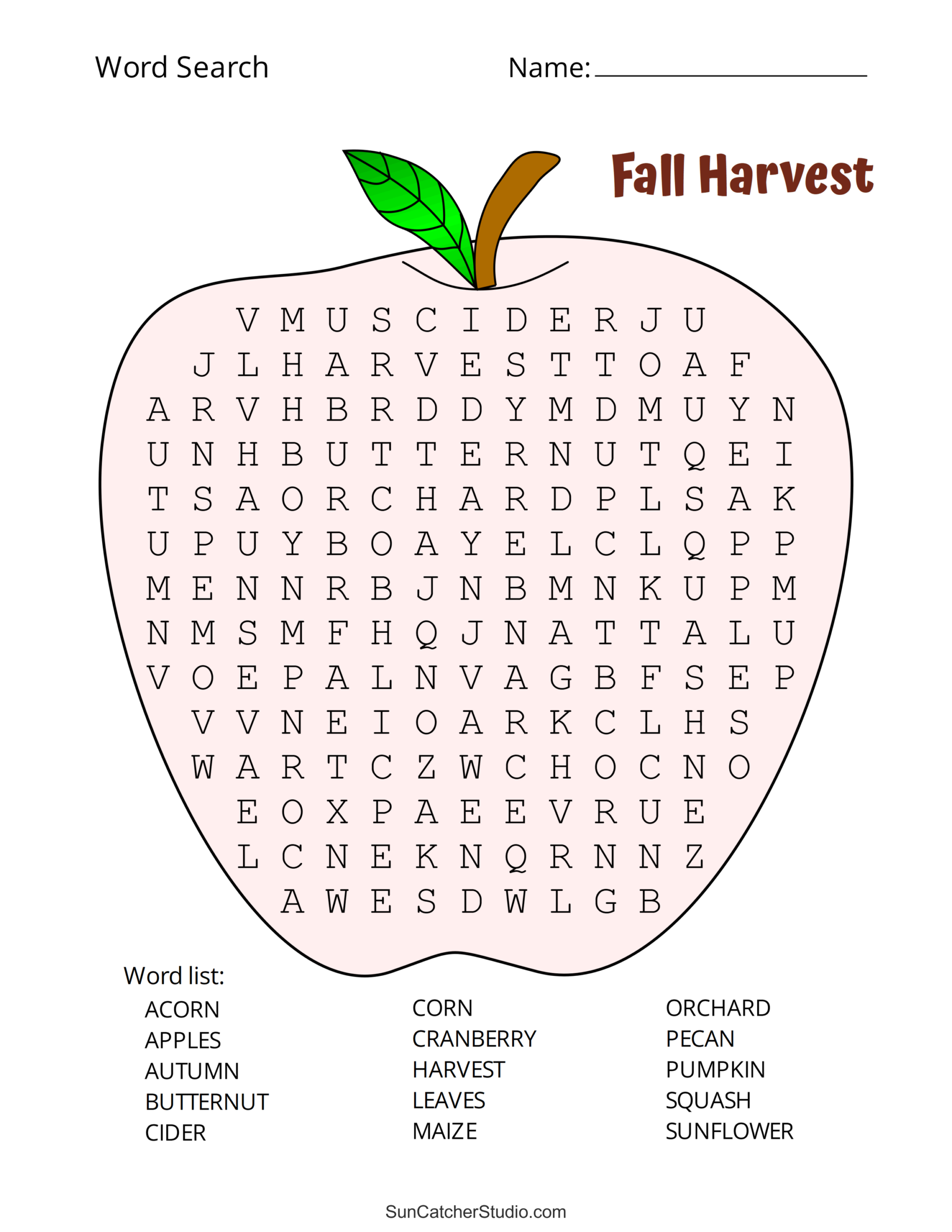 Printable Fall Word Search Puzzles Autumn Word Search Free Printables Lettering SVG Files Tools Apps