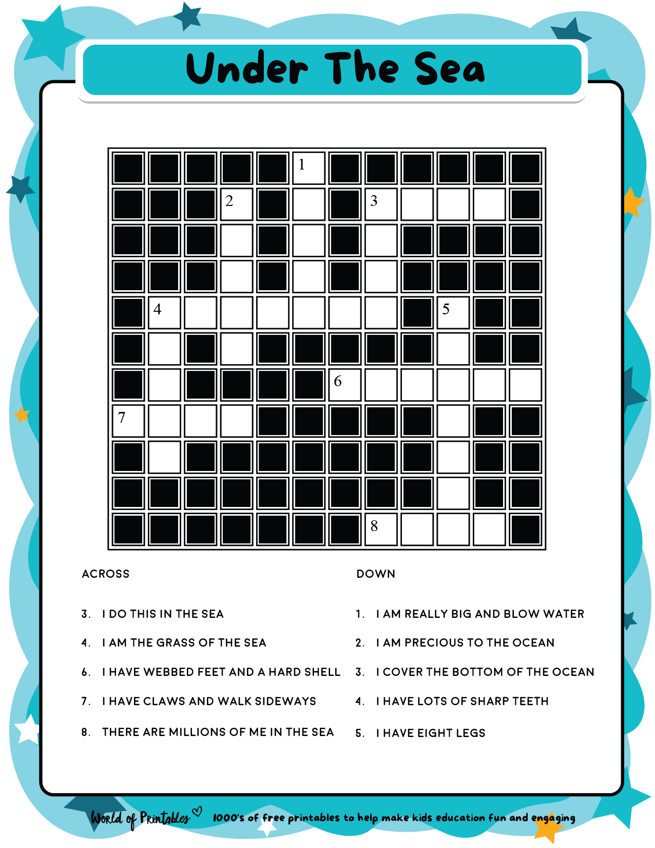 Printable Kids Crossword Puzzles World Of Printables Printable Kids Crossword Puzzles World Of Printables