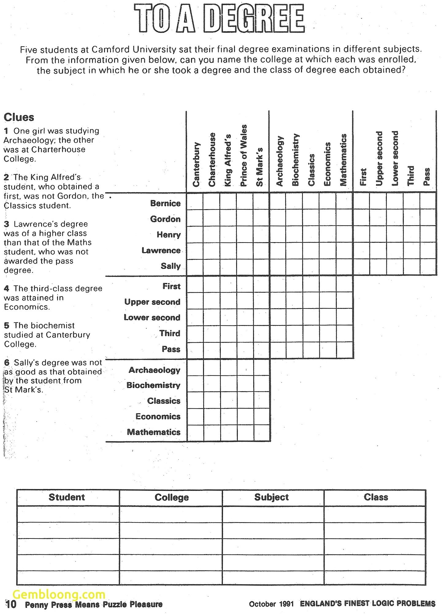 Printable Logic Puzzle Worksheets Library Printable Logic Puzzle Worksheets Library