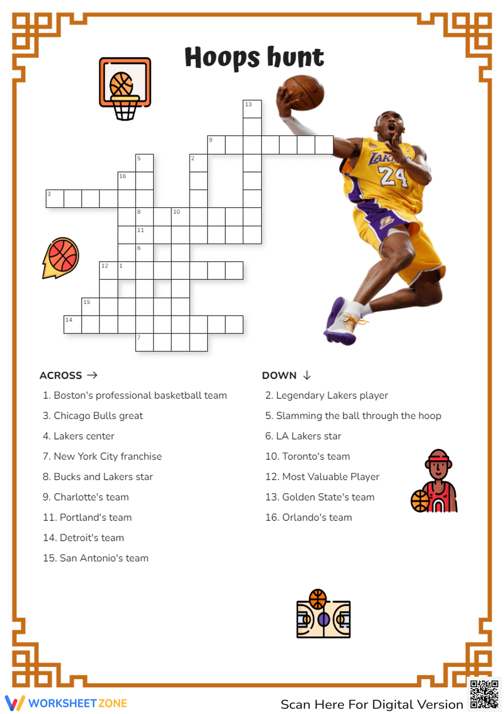 Printable NBA Crossword Puzzles Worksheets