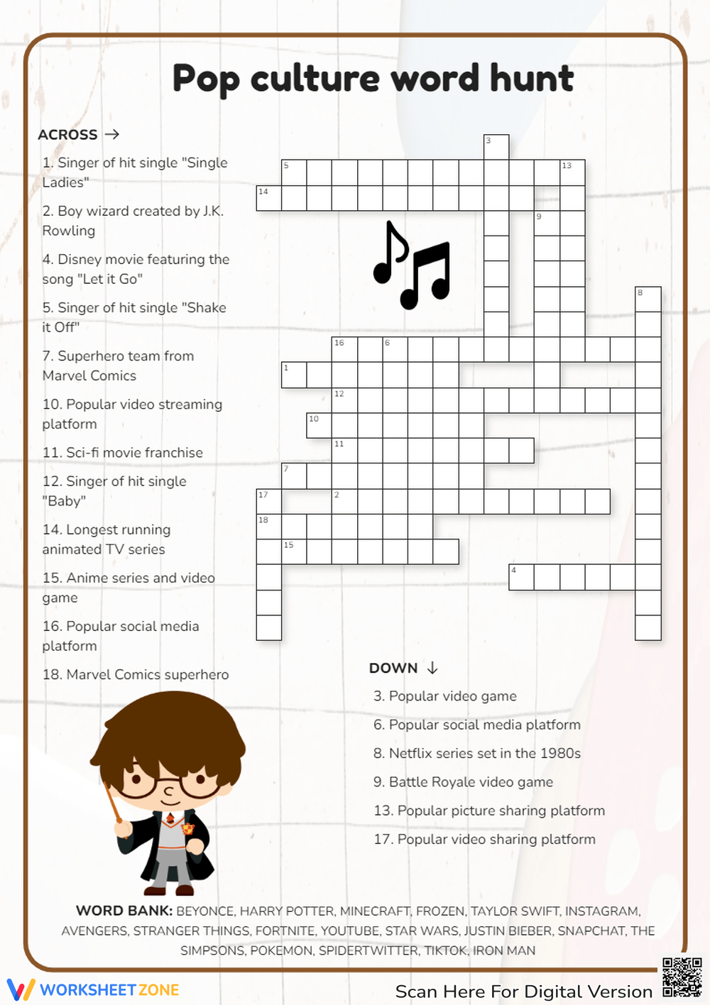 Printable Pop Culture Crossword Puzzles Worksheets Printable Pop Culture Crossword Puzzles Worksheets