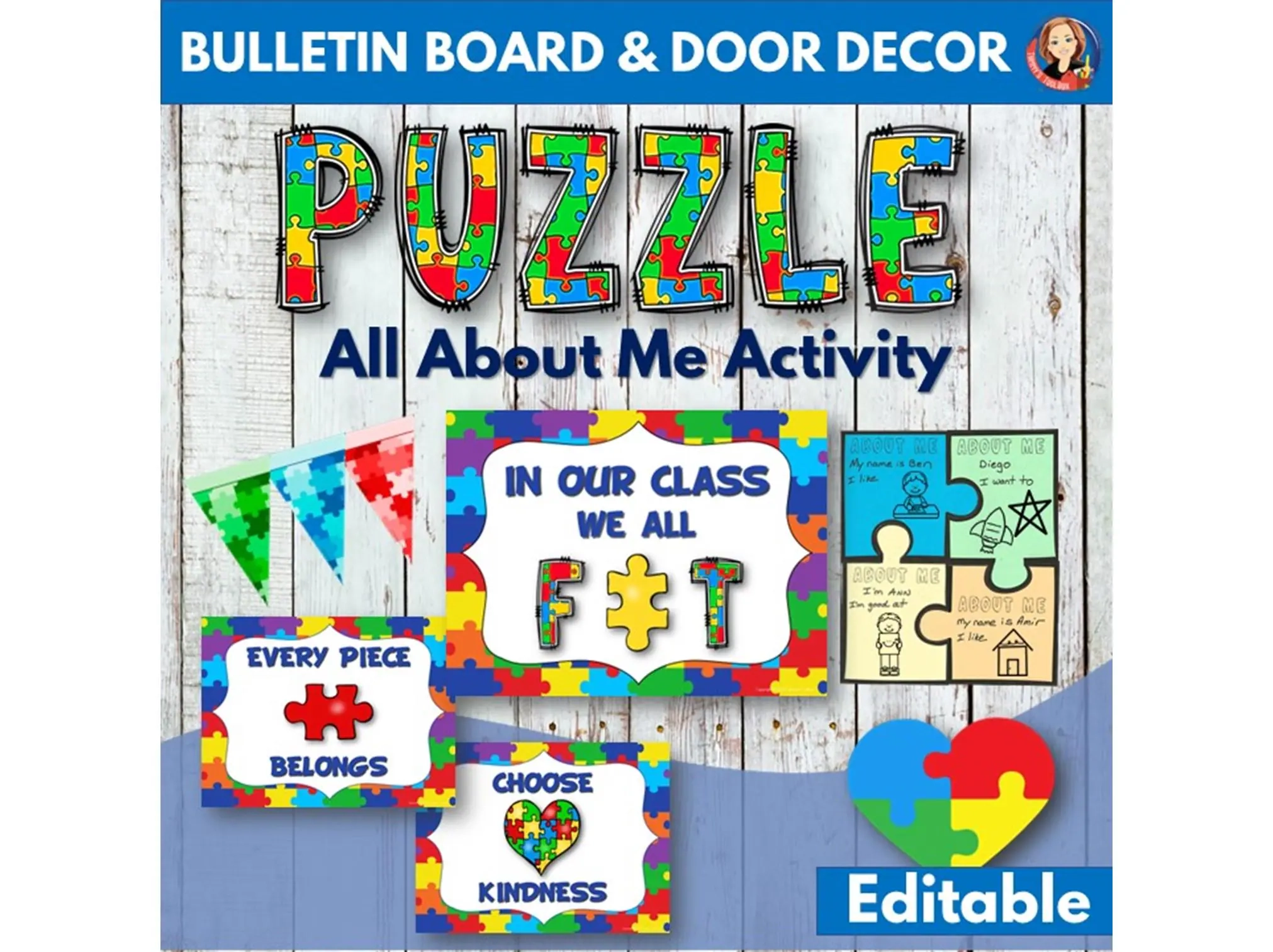 Puzzle Pieces Back To School Bulletin Board All About Me Activity Puzzle Classroom Decor Display Etsy