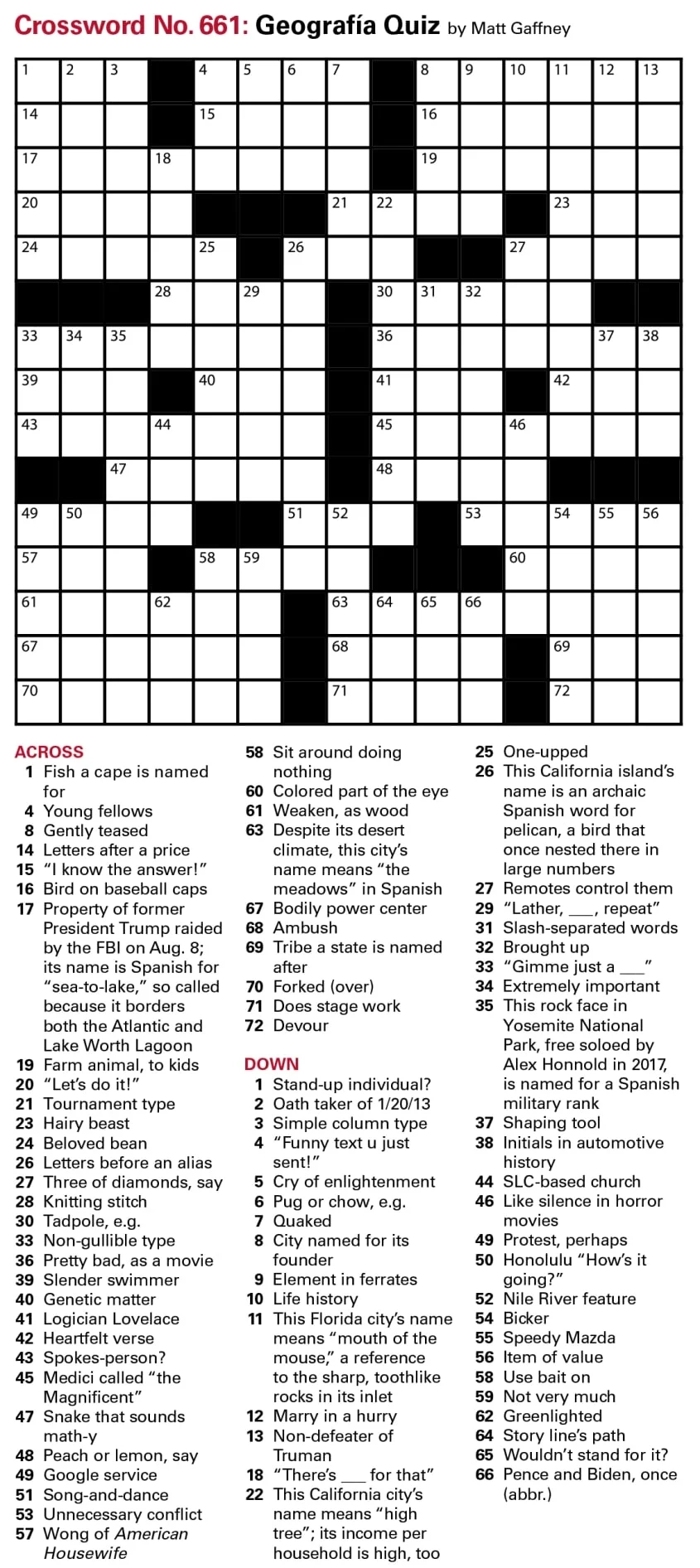 Puzzles Printable Crossword Issue August 26 2022