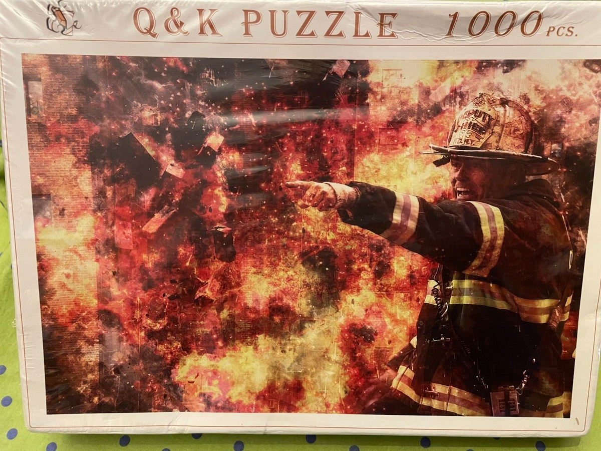 Q K 1000 Piece Wood Puzzle 29 53 X 19 69 FIREFIGHTER New Sealed RARE EBay