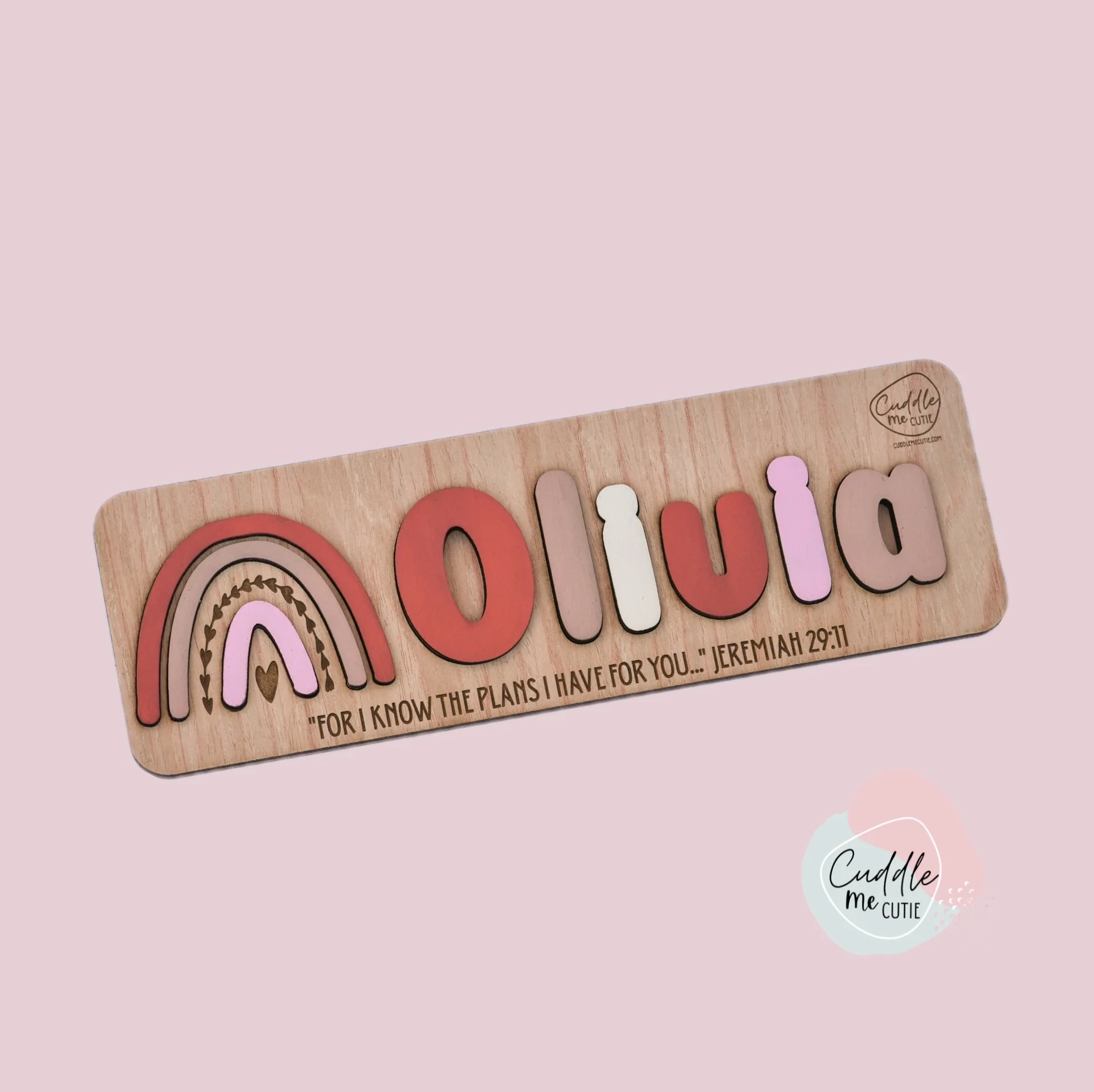 Rainbow Wooden Name Puzzle Cuddle Me Cutie